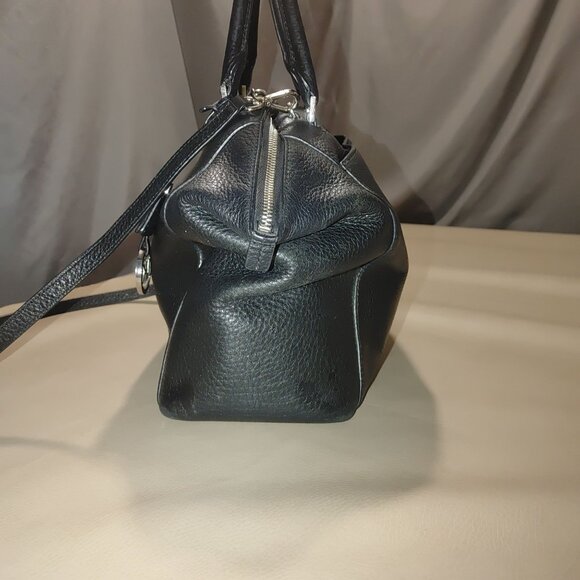 Michael Michael Kors Riley Black Leather Satchel Shoulder Bag  MK Charm Detachab - Picture 10 of 10